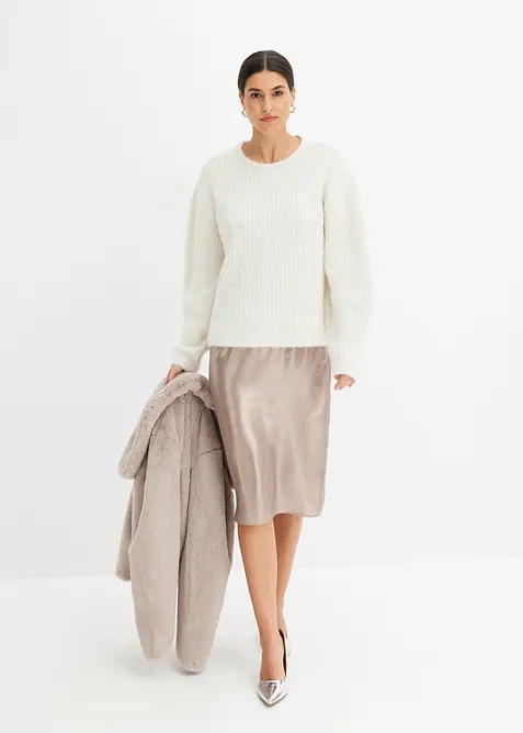 Fluffig stickad tröja, bonprix