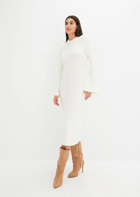 Stickad klänning i bouclé, bonprix