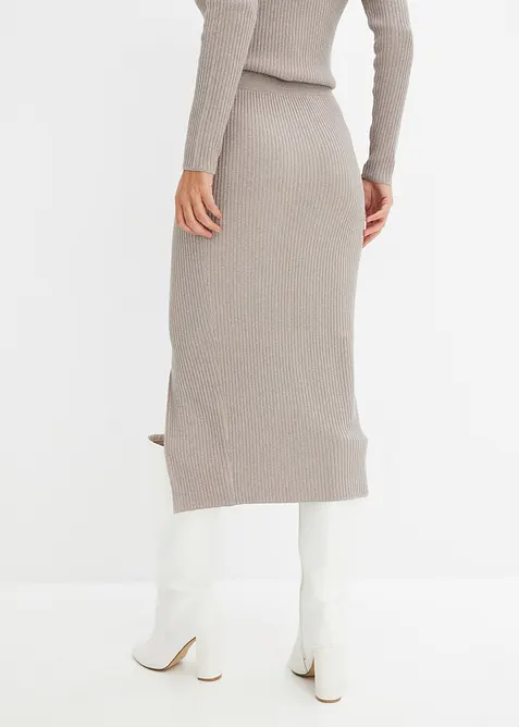 Stickad kjol av mjuk viskosmix, bonprix