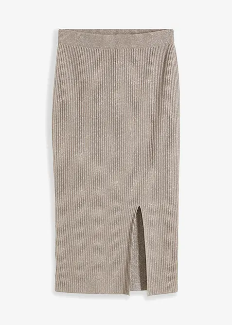 Stickad kjol av mjuk viskosmix, bonprix