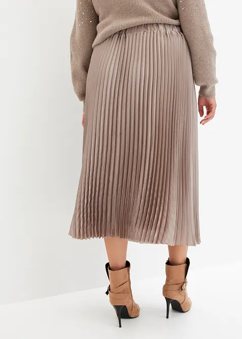 Plisserad kjol i fin satin, bonprix