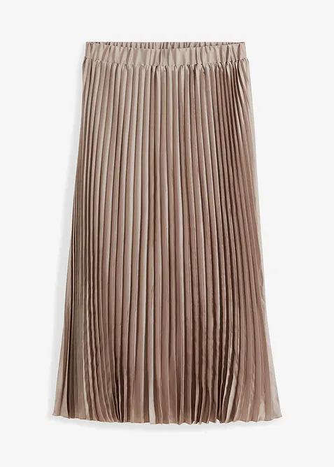 Plisserad kjol i fin satin, bonprix