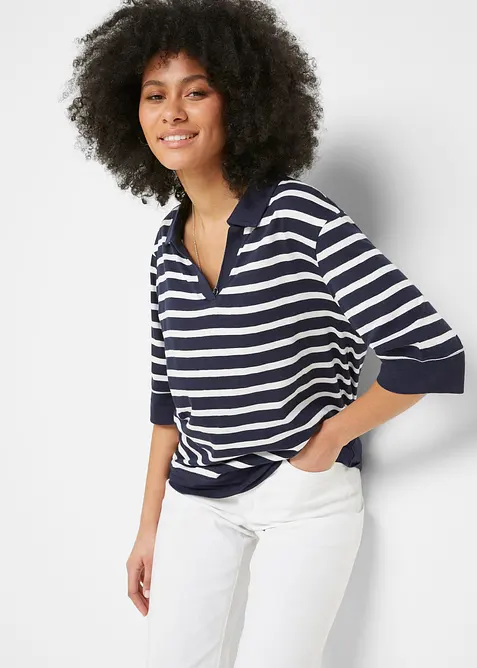 Pikétröja av bomulls- och viskosmix, bonprix