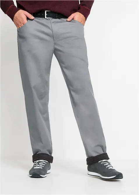 Stretchig byxa med v&auml;rmande flanellfoder, normal passform, raka ben, bonprix