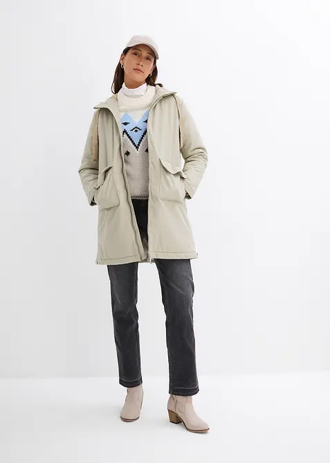 Vid vinterparkas med teddyfodrad huva, bonprix