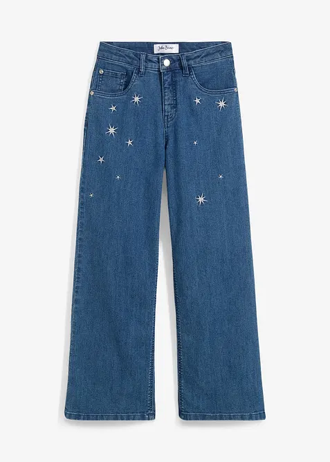 Jeans med broderi för barn, Wide Leg, bonprix