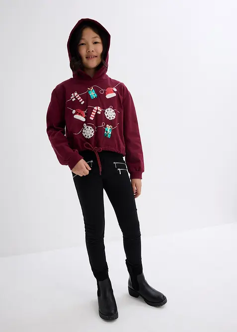 Sweatshirt med huva i ekologisk bomull, bonprix