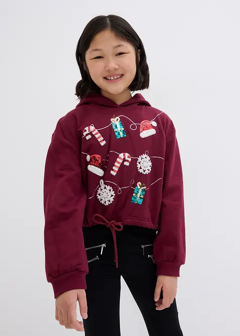 Sweatshirt med huva i ekologisk bomull, bonprix