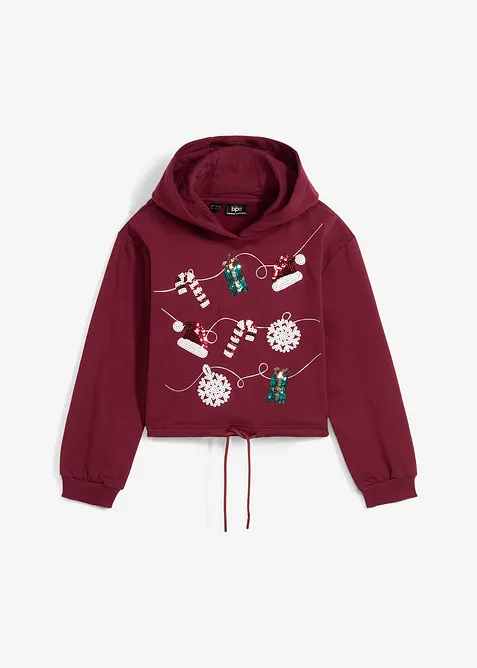 Sweatshirt med huva i ekologisk bomull, bonprix