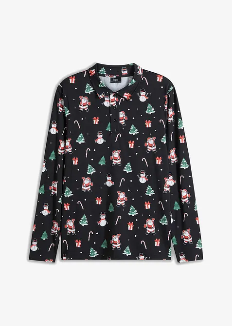 Pikétröja med julmotiv i ren bomull, bonprix