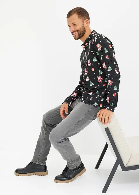 Pikétröja med julmotiv i ren bomull, bonprix