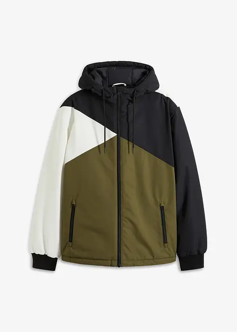 Vinterjacka med huva och blockfärger, bonprix