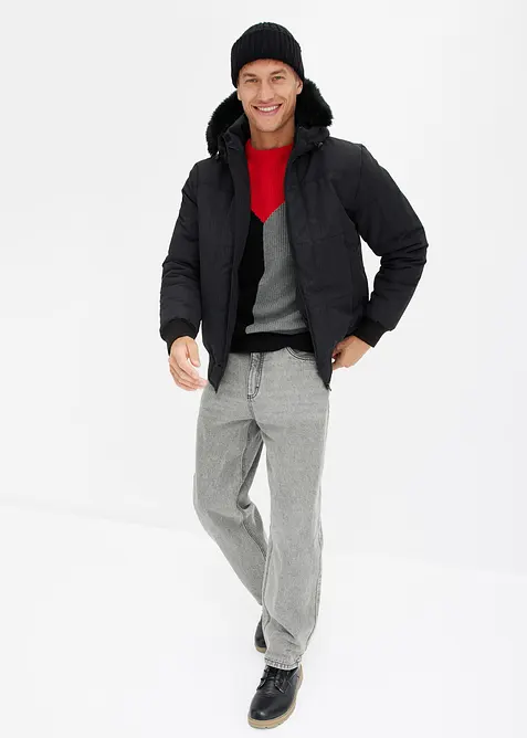 Täckjacka i lumbermodell med fuskpälshuva, bonprix