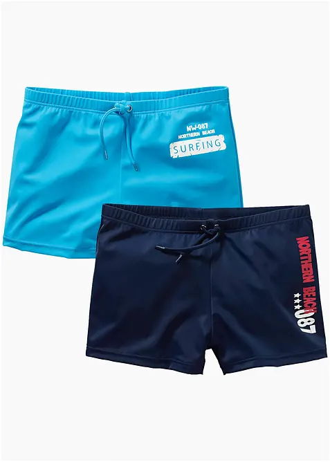 Badshorts f&ouml;r barn med &aring;tervunnen polyamid (2-pack), bonprix