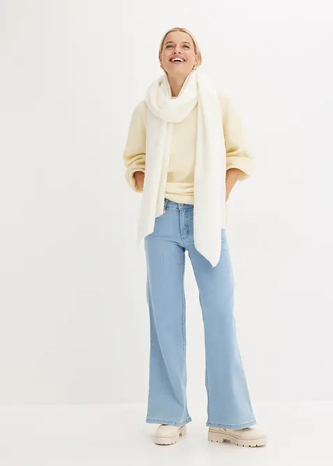 Stretchjeans med medelh&ouml;g midja och vida ben, bonprix