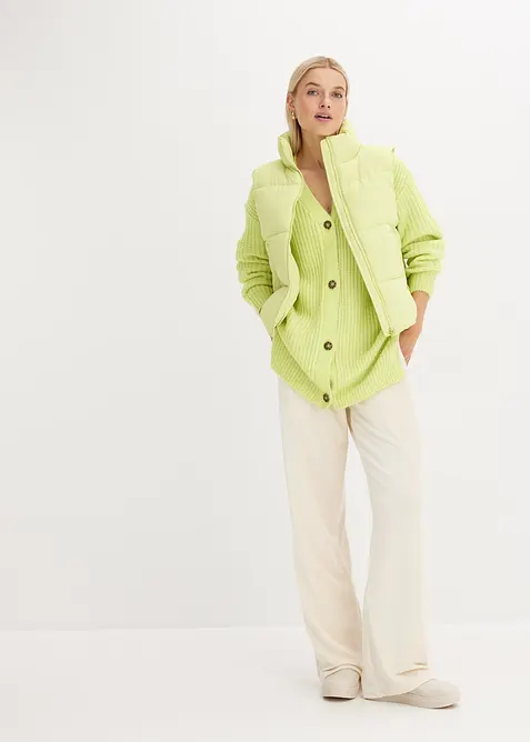 Stickad cardigan med ylleandel, bonprix