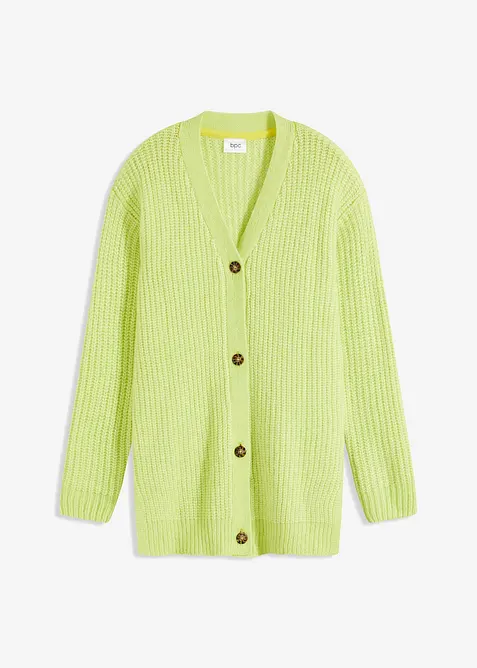 Stickad cardigan med ylleandel, bonprix