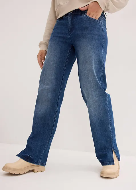 Wide Leg Jeans High Waist med bekv&auml;m midja, bonprix
