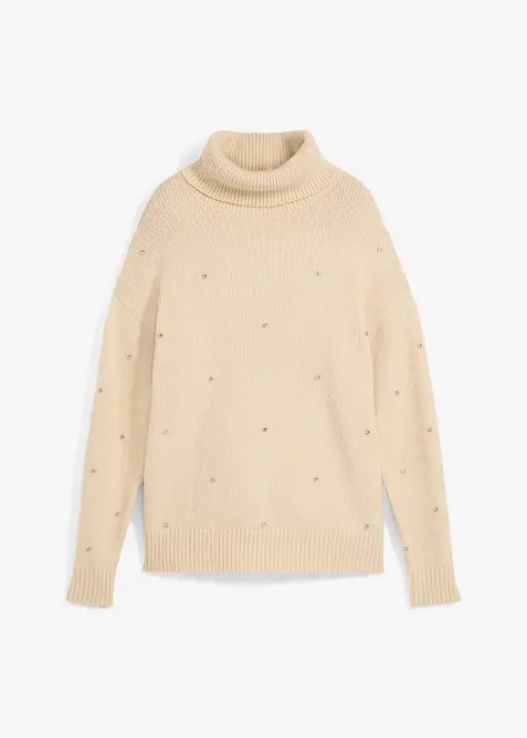 Polotröja med strass, bonprix