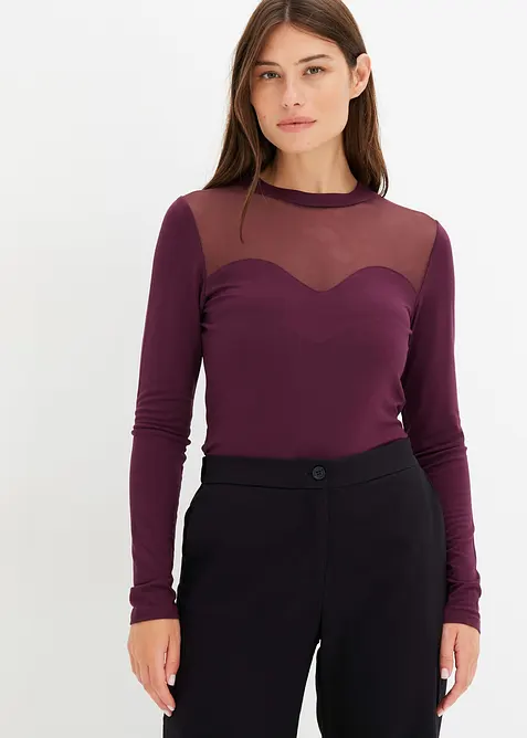 L&aring;ng&auml;rmad topp med mesh, bonprix