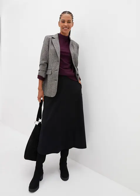 Mellanlång kjol i viskosmix, bonprix