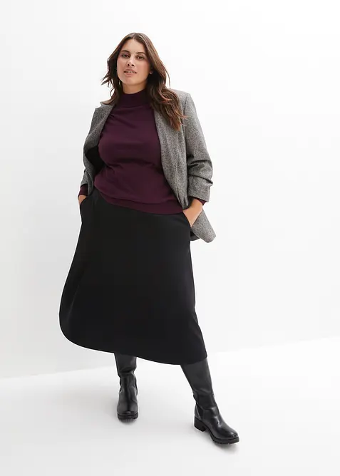 Mellanlång kjol i viskosmix, bonprix