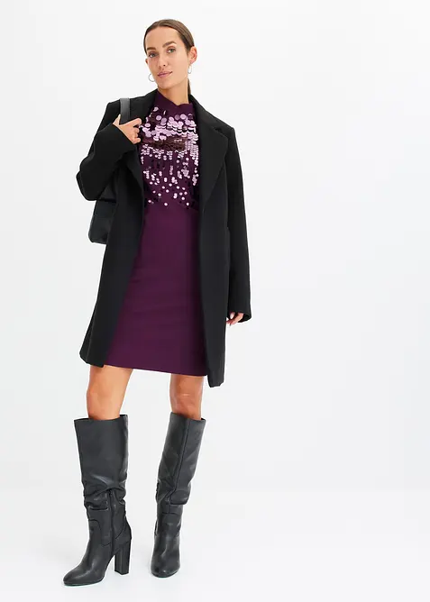 Stickad kl&auml;nning med paljetter, bonprix