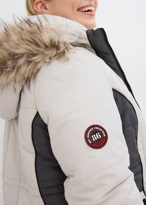 Vattenavvisande kort kappa med fuskpäls, bonprix