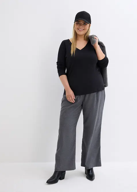 Figurnära långärmad topp (2-pack), bonprix