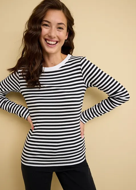 Långärmad topp av ekologisk bomull, bonprix