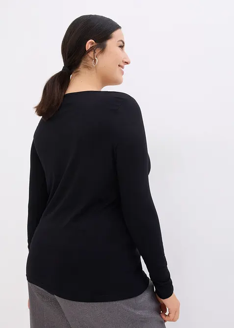 L&aring;ng&auml;rmad topp med meshinf&auml;llning och glitterstenar, bonprix