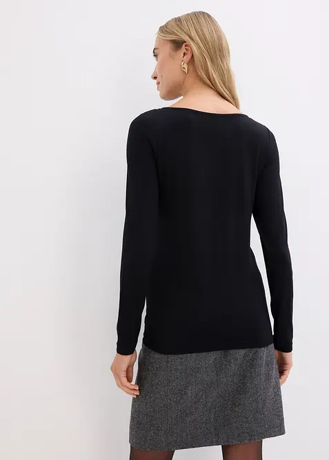 L&aring;ng&auml;rmad topp med meshinf&auml;llning och glitterstenar, bonprix