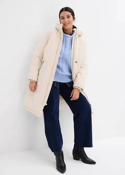 Vinterkappa med teddyp&auml;ls i huvan, bonprix