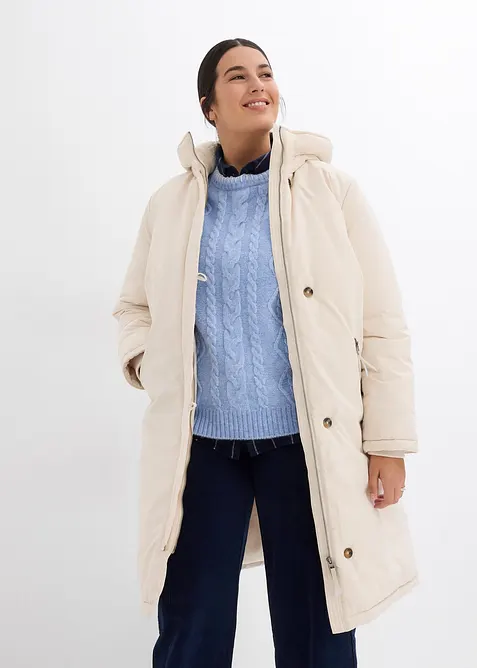 Vinterkappa med teddyp&auml;ls i huvan, bonprix