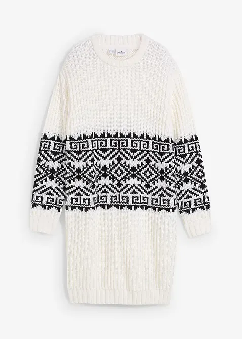 Stickad klänning med lusemönster, bonprix