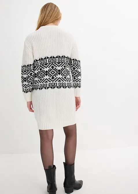 Stickad klänning med lusemönster, bonprix