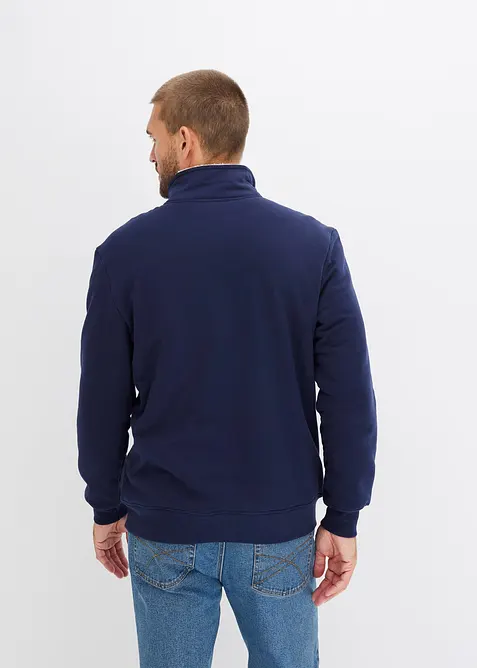 Varmt fodrad sweatshirt med krage och kort dragkedja, bonprix