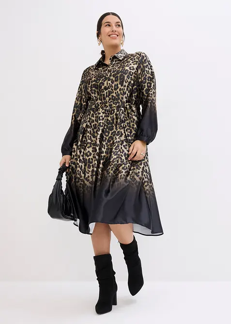 Skjortkl&auml;nning i satin, bonprix