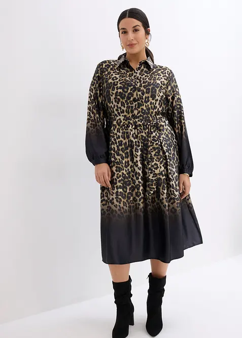 Skjortkl&auml;nning i satin, bonprix