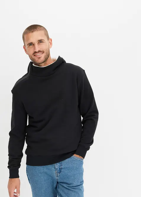 Sweatshirt med huva och värmande fleecefoder, bonprix