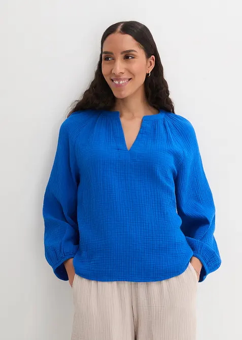 Muslinblus i oversizemodell av bomull, bonprix