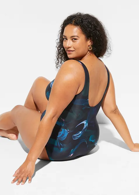 Baddräkt med rynk och lätt formande effekt, bonprix