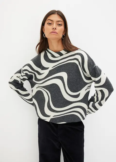 Mjuk ribbstickad topp, bonprix