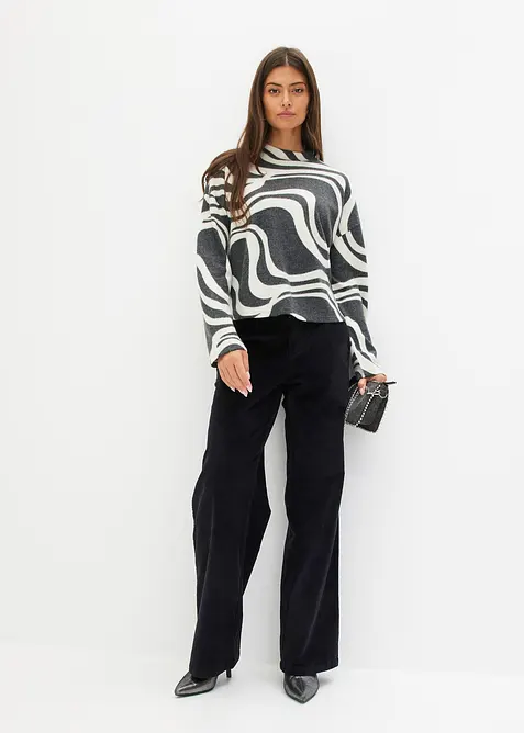 Mjuk ribbstickad topp, bonprix