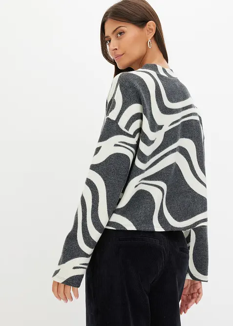 Mjuk ribbstickad topp, bonprix