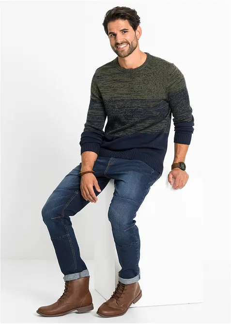 Finstickad tr&ouml;ja med bekv&auml;mt snitt och mjuk bomull, bonprix