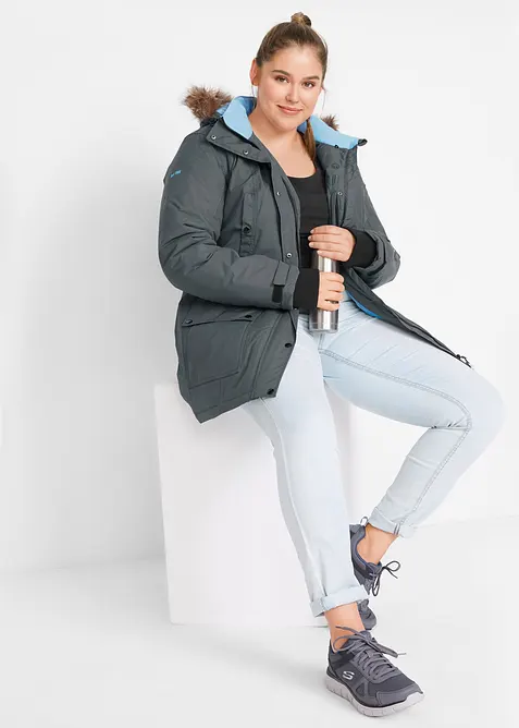 Lång vattentät funktionsjacka med huva, bonprix