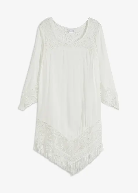 Strandtunika i viskos med spets, bonprix