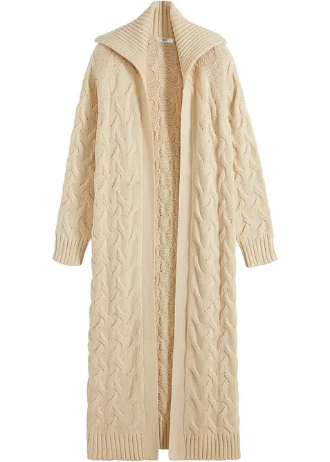 L&aring;ng cardigan med fl&auml;tstickning, bonprix