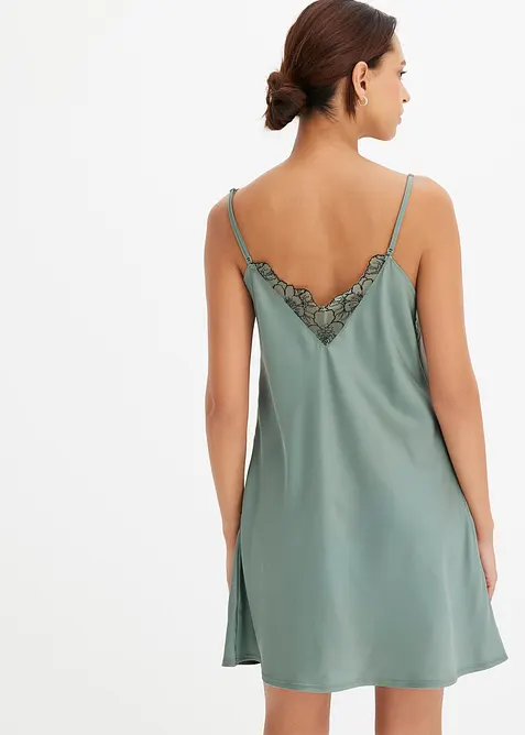 Neglig&eacute; i satin med broderi, bonprix